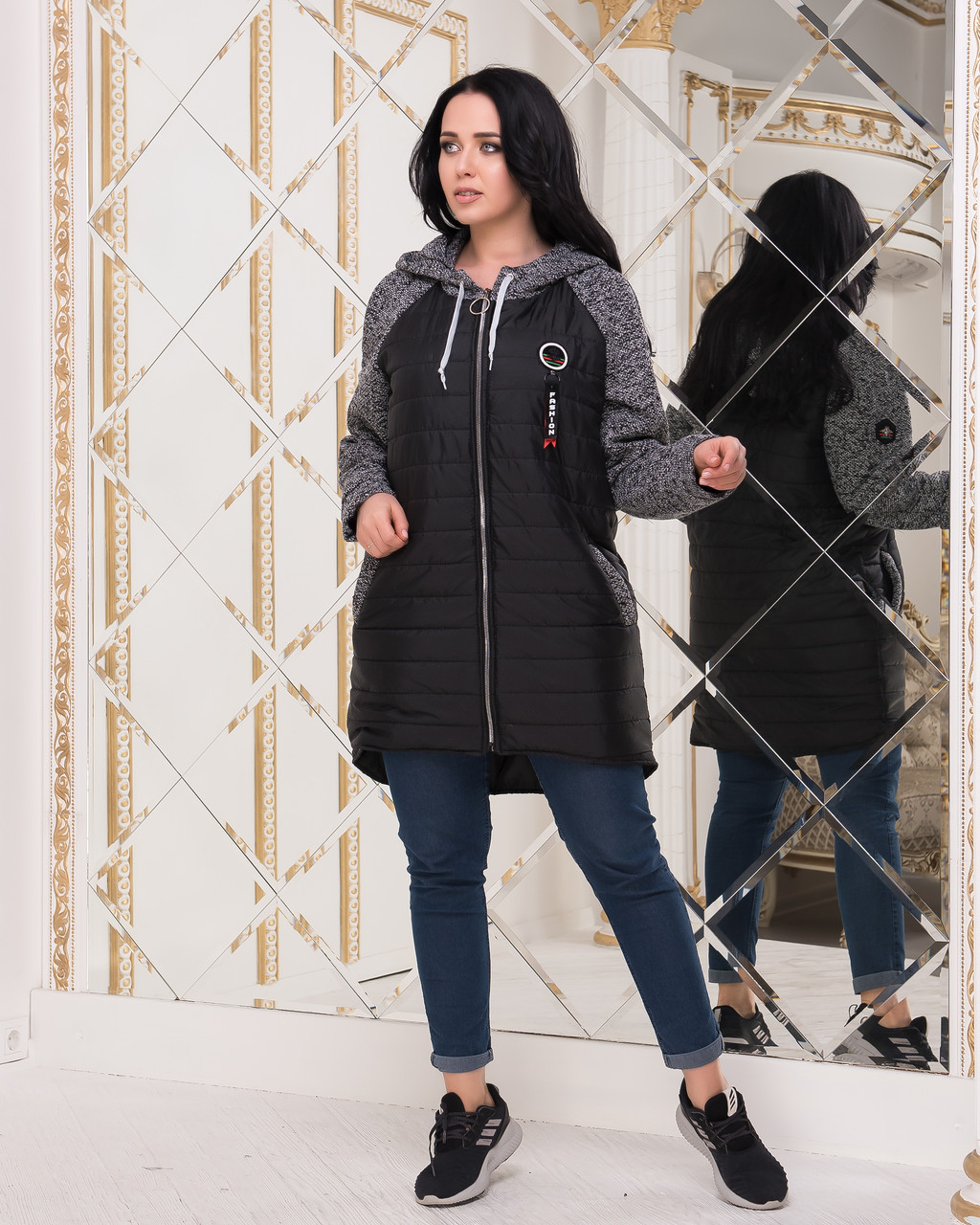 

Женское пальто Lenato Fashion 46-48 чёрный-графит