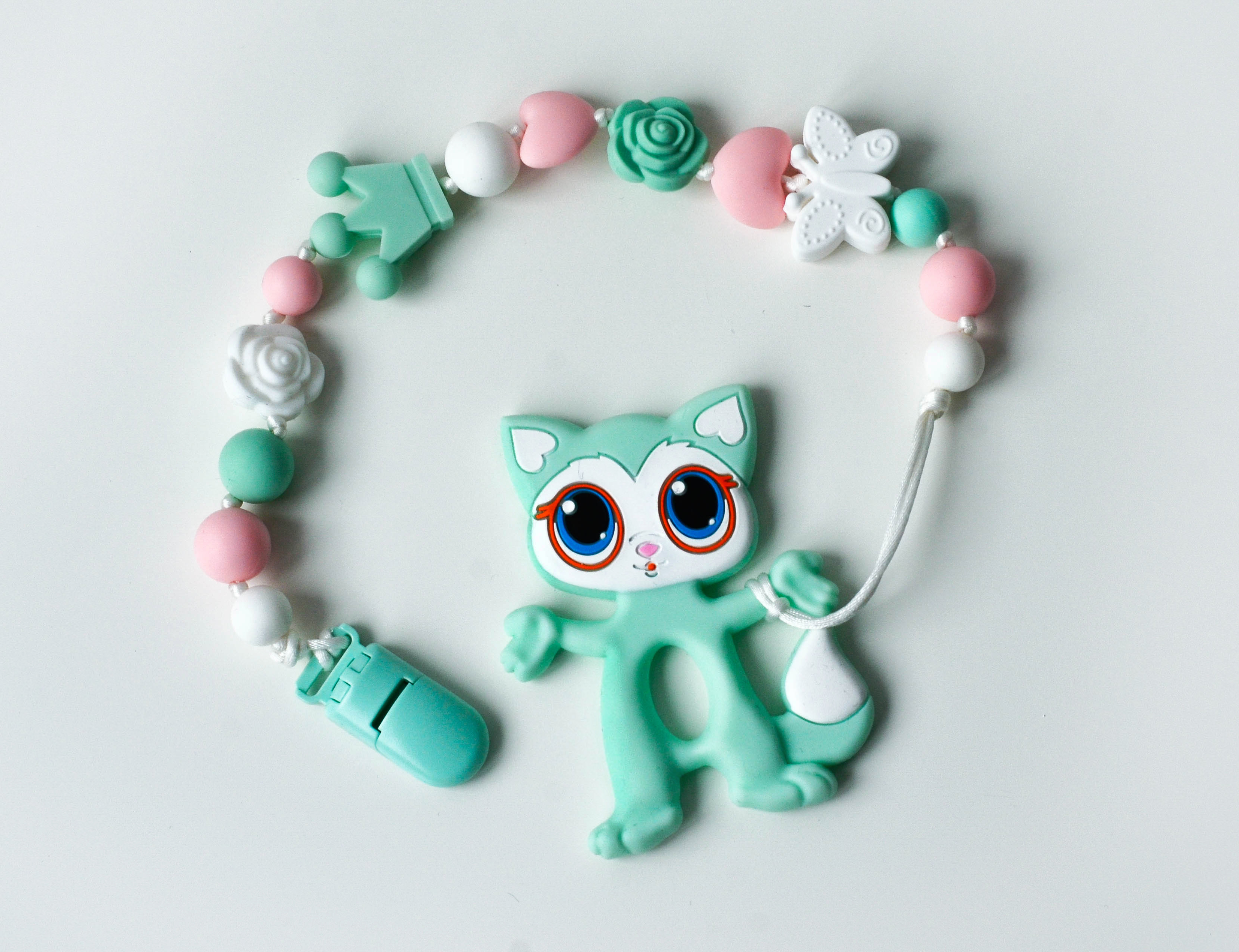 

Силиконовый прорезыватель Баловень Green Kitty