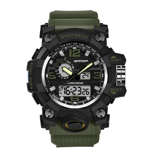 

Мужские наручные часы 742 Green-Black Sanda 45 мм Зеленый