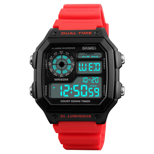 

Мужские наручные часы 1299 Black-Red Wrisband Skmei 43 мм Черный