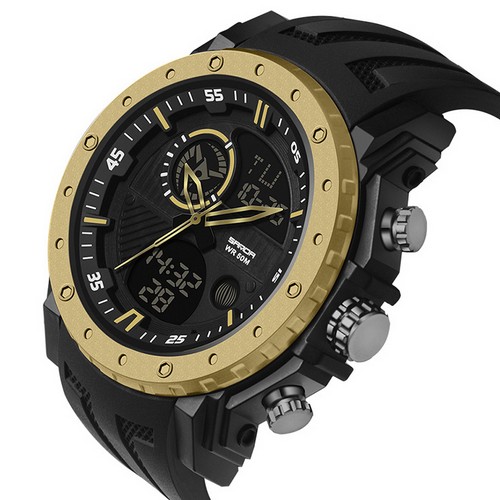 

Мужские наручные часы 6012 Black-Gold Sanda 54 мм Черный