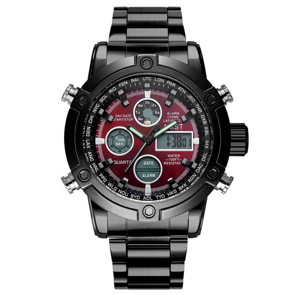 

Мужские наручные часы 3022 Metall Black-Red AMST 45 мм Черный