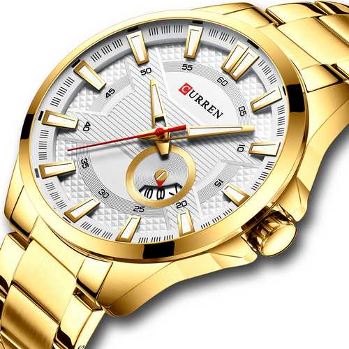 

Мужские наручные часы 8372 Gold-White Curren 46 мм Золотой