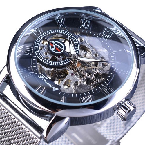 

Мужские наручные часы 1040 Silver-Black Forsining 41 мм Серебряный