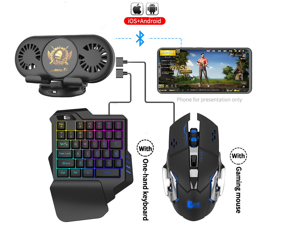 

Мобильный игровой Bluetooth адаптер с подставкой и охлаждением Union (teh0012854) Черный