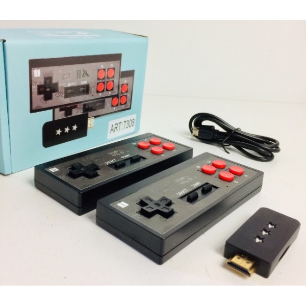 

Портативная игровая ретро приставка 8 bit 600 игр HLV U2-HD с двумя беспроводными джойстиками и HDMI адаптером