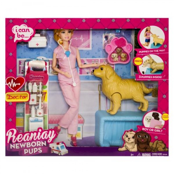

Кукла ветеринар "Newborn Pups", розовая CS 699-15 TRG-33577