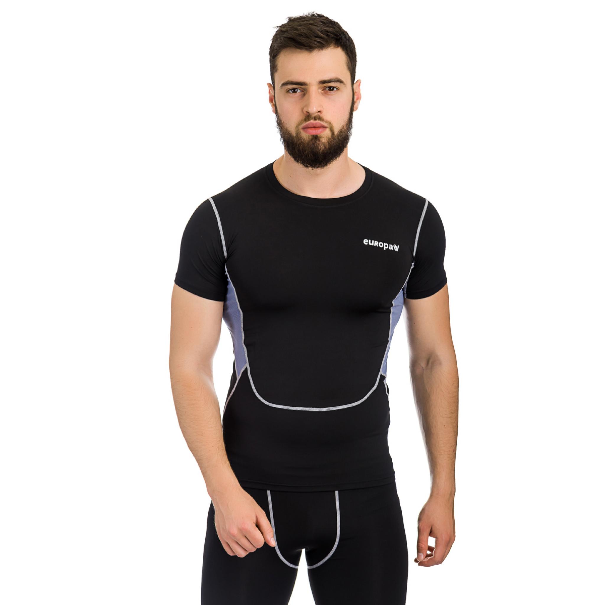 

Футболка компрессионная SS Europaw PRO черно-серая [L]