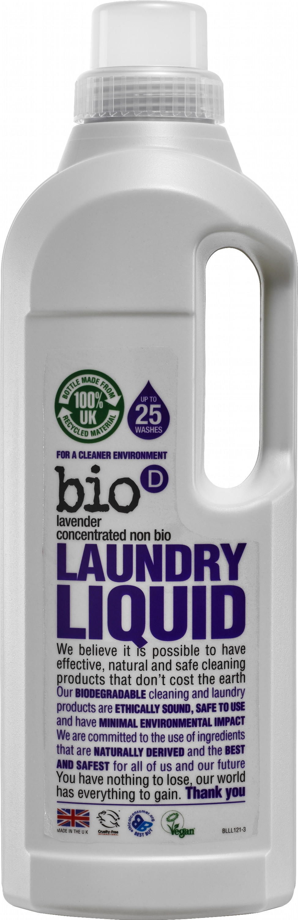 

Концентрированное жидкое средство для стирки Bio-D Laundry Liquid Lavender с эфирным маслом Лаванды 1 л