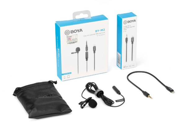 

Петличный микрофон для iPhone с переходником Lightning (Boya BY-M2)