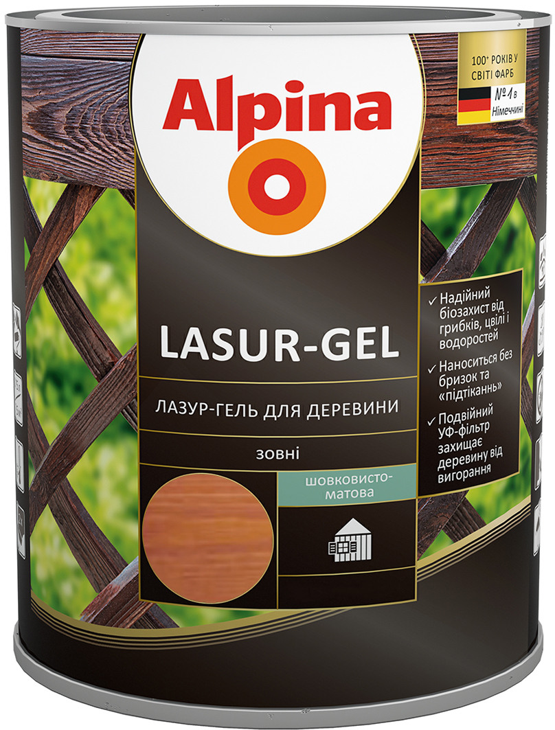 

Лазурь-гель для древесины Alpina шелковисто-матовый 2.5 л Махагон (948103826)