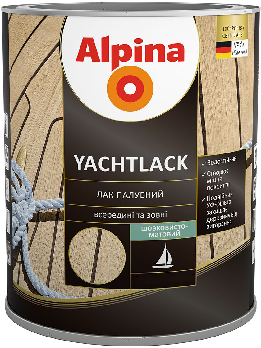 

Лак палубный Alpina Yachtlack шелковисто-матовый 2.5 л Прозрачный (948103988)