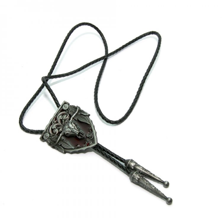 

Галстук боло Handmade Gofin 102см Металл+нейлон Бык Черный Bolo-52050