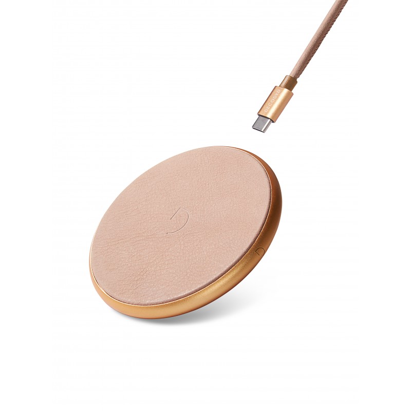 

Беспроводное зарядное устройство Decoded Wireless Gold Metal - Rose Leather