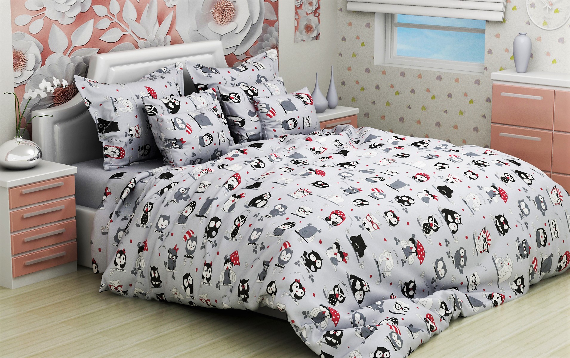

Постельное белье CottonTwill Ранфорс Совы Турция Семейный 2 х 145х215 см ( FB3545CT)
