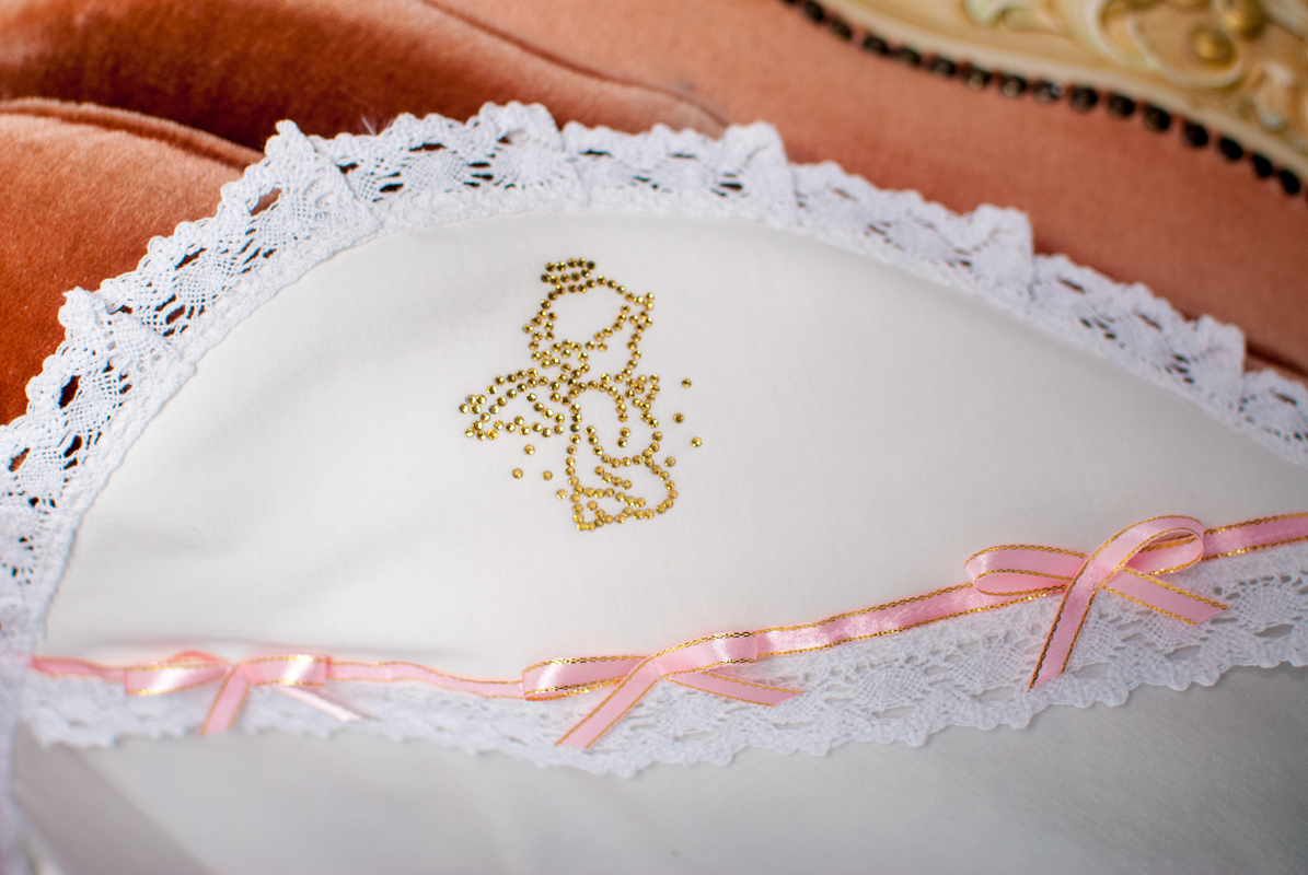 

Крыжма для крещения Little Bunny покрывало Радость 80x80см с розовой лентой