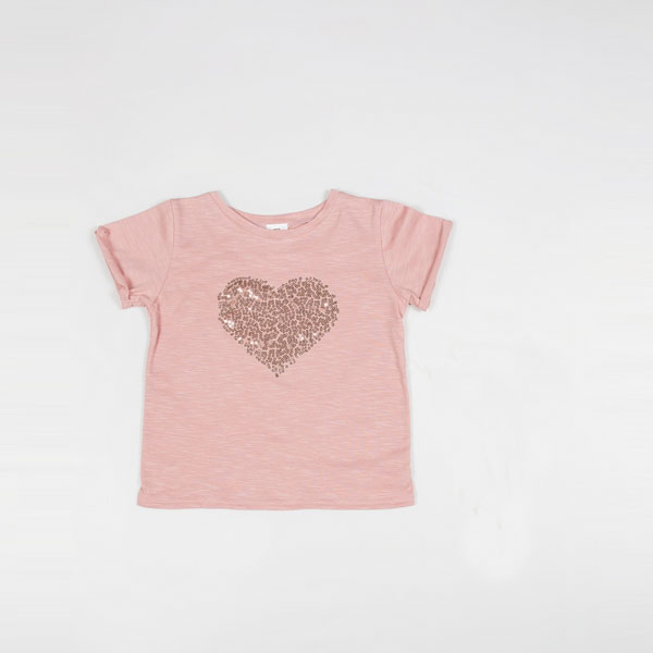 

Футболка Little Bunny с пайетками в форме сердца 122см Пудровая