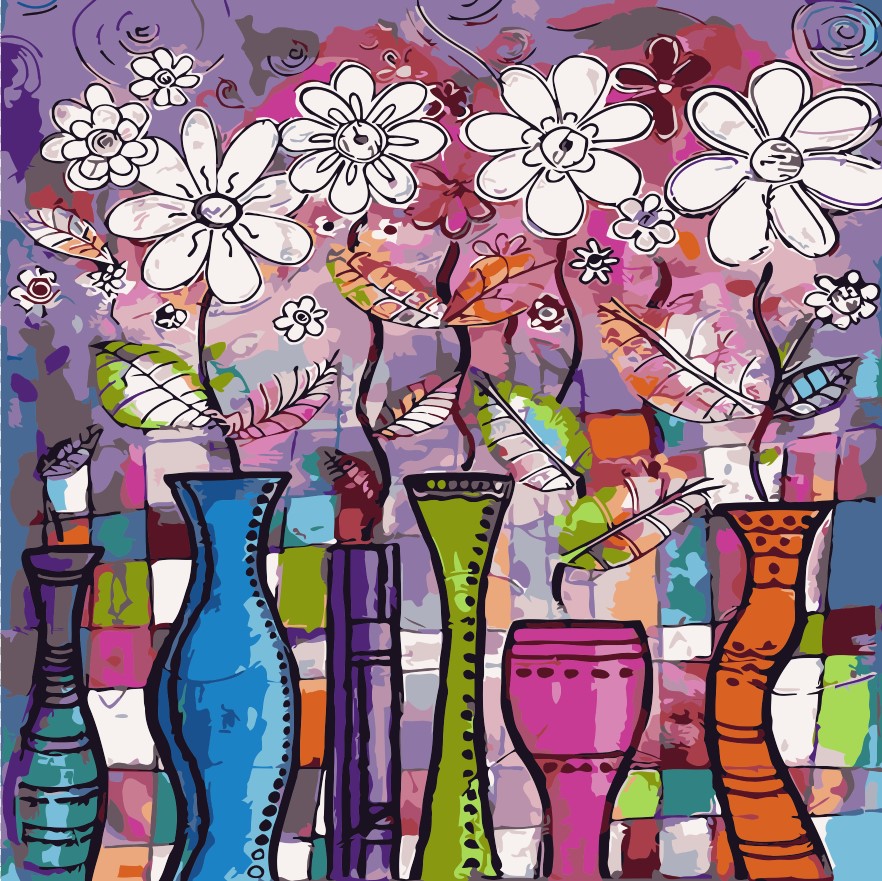 

Картина по номерам ArtStory Яркие вазочки 40*40 см (без коробки) арт.AS0322