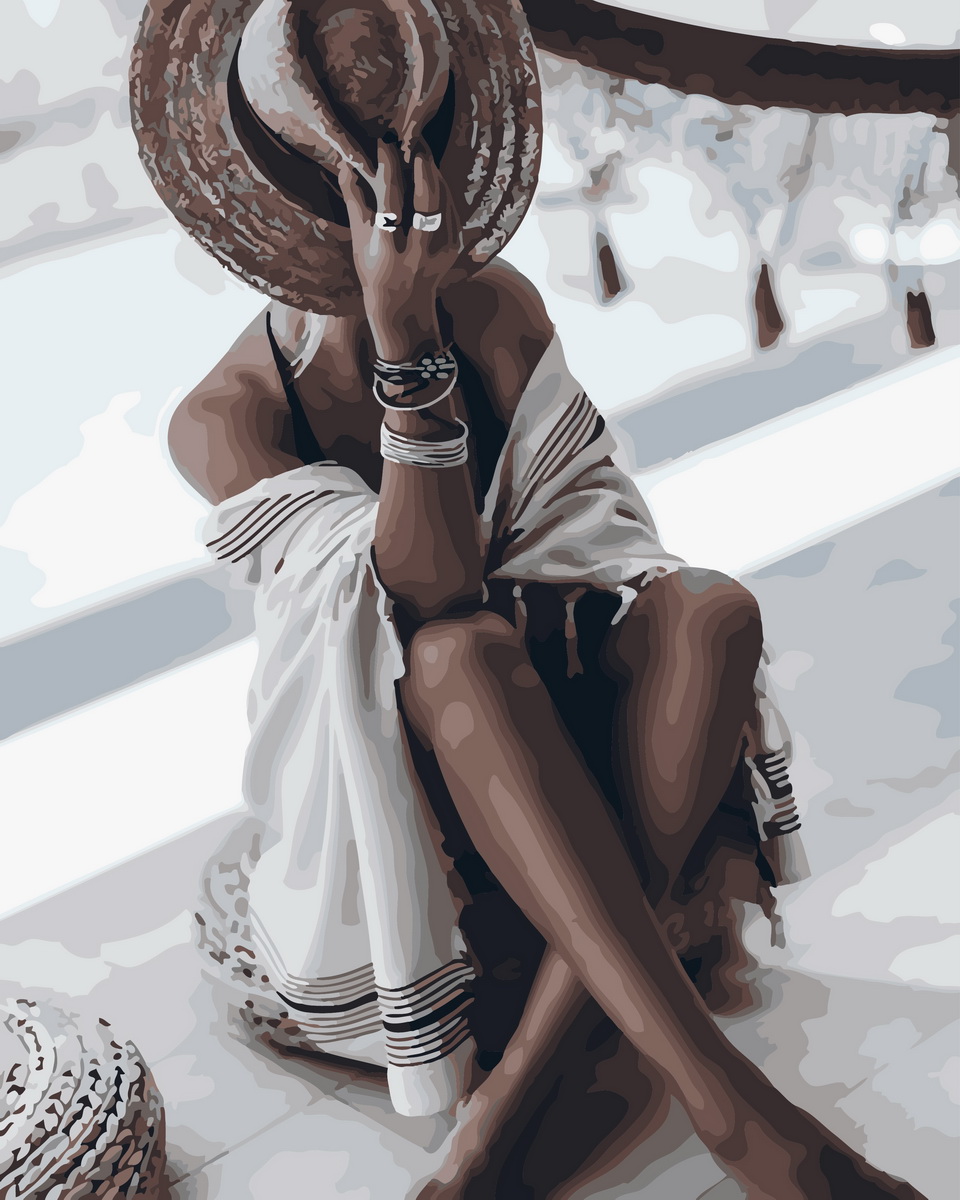 

Картина по номерам Rainbow Art Назнакомка в шляпе 40*50 см (без коробки) арт.BK-GX32484