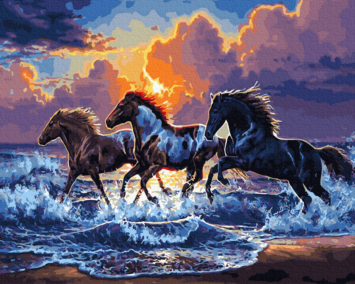 

Картина по номерам Rainbow Art Скакуны на закате 40*50 см (без коробки) арт.BK-GX34306
