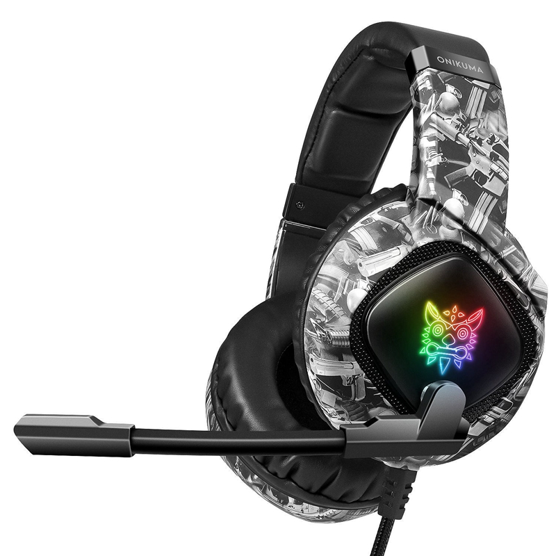 

Игровые наушники ONIKUMA Gaming K19 LED Camouflage-Grey