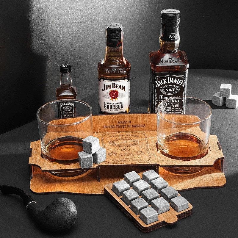 

Камни для виски Whiskey Stones Original комплект-подставка с сертификатом 12 шт + мешочек + 2 стакана