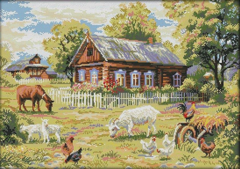 

Набор для вышивания крестом 74х55 Ферма Joy Sunday F865