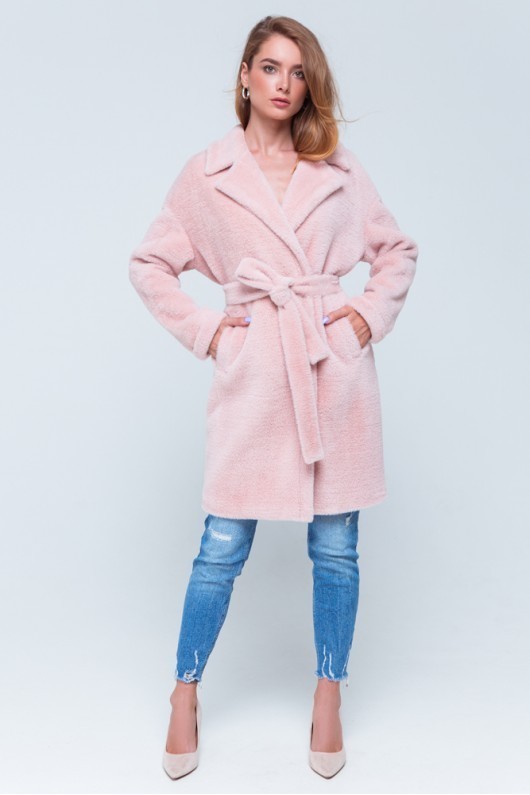 

Шуба утепленная из эко альпаки EMASS 52 розовая 36199