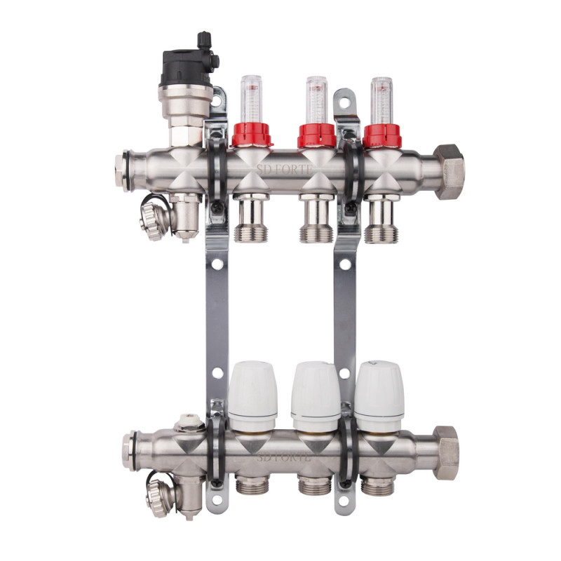 

Коллектор SD Forte термо с расход.(кран сливн.-2,кран маевск.-2) 1"х 12" нерж. SFE00412 15090 (CM)
