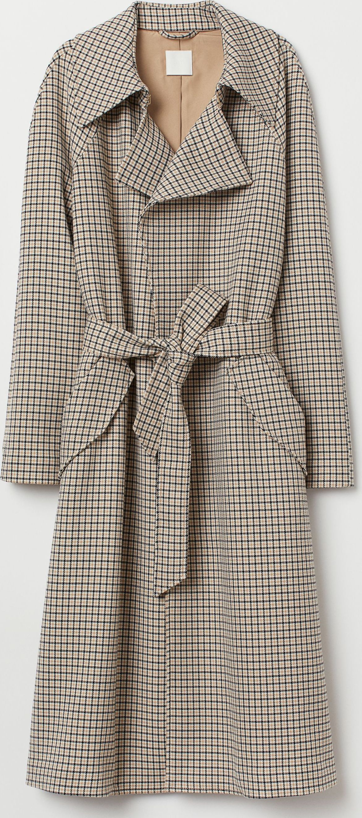 

Пальто H&M 7160459wt L Светло-бежевое в клетку
