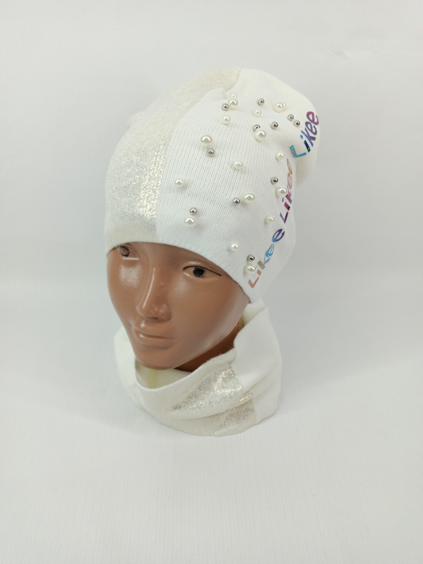 

Демисезонная шапка с хомутом Kraft 2296К 48см 50см(р) молочная