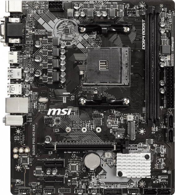 

Материнская плата AM4 (B450) MSI B450M PRO-M2 MAX, B450, 2xDDR4, Int.Video(CPU), 4xSATA3, 1xM.2, 1xPCI-E 16x