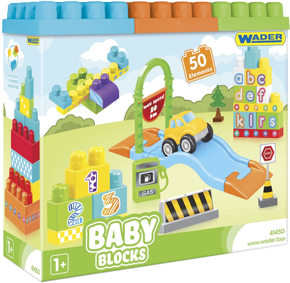 

Конструктор Wader Baby Blocks Мои первые кубики 50 элементов в коробке (41450) (5900694414501)