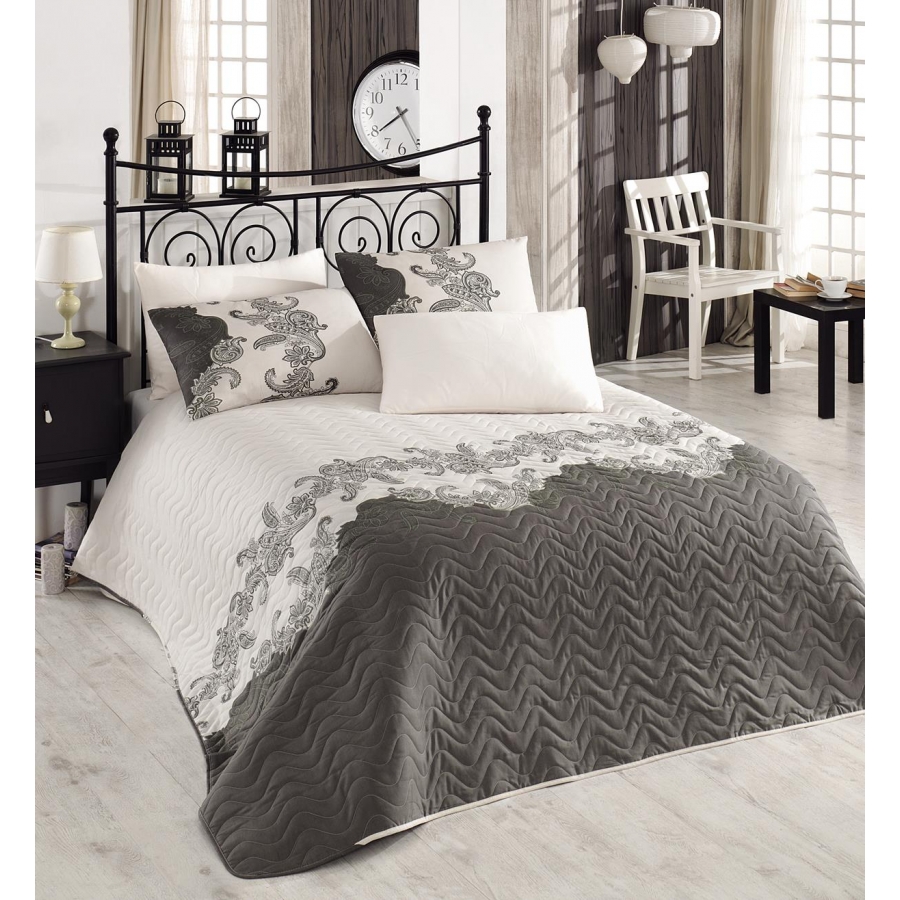 

Покрывало стеганное с наволочками Eponj Home Mixscarlet bej бежевый 200*220 (7094)