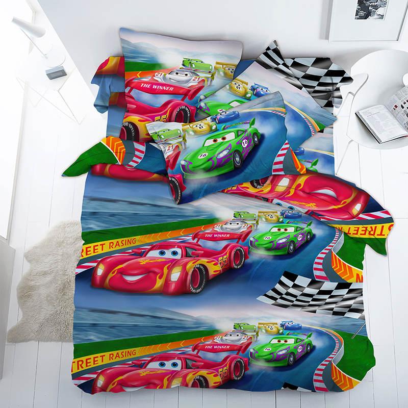 

Комплект постельного белья Спортивные машины "Автогонки" CottonTwill 1-спальный 150х220 см Бязь (ДБР007-2)