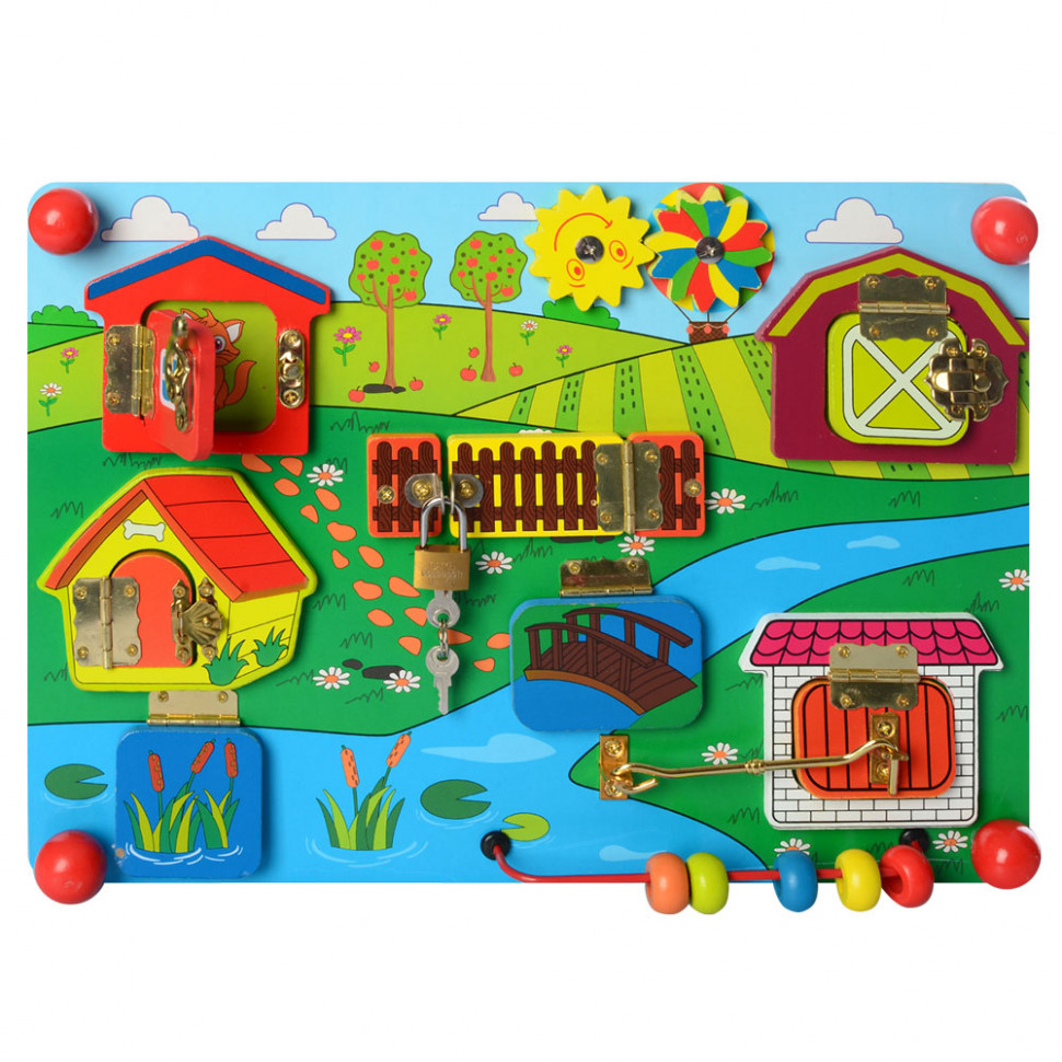 

Деревянная игрушка Fun Toys Бизиборд Ферма MD 2054-1