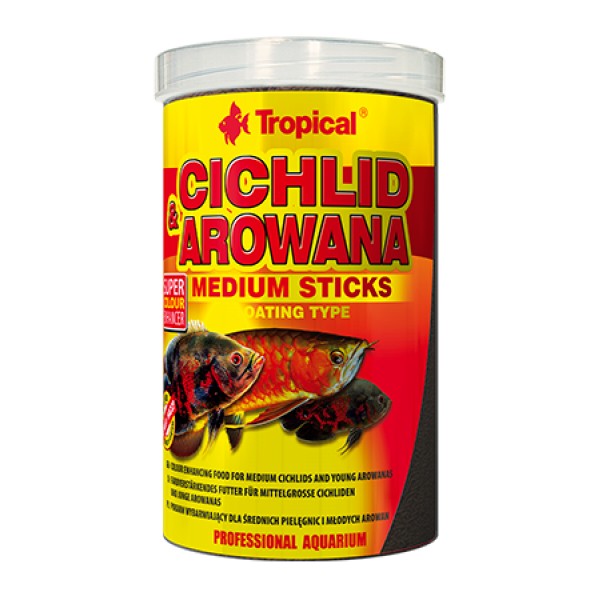 

Корм для цихлид и арован Tropical Cichlid&Arowana Medium Sticks в палочках 250 мл