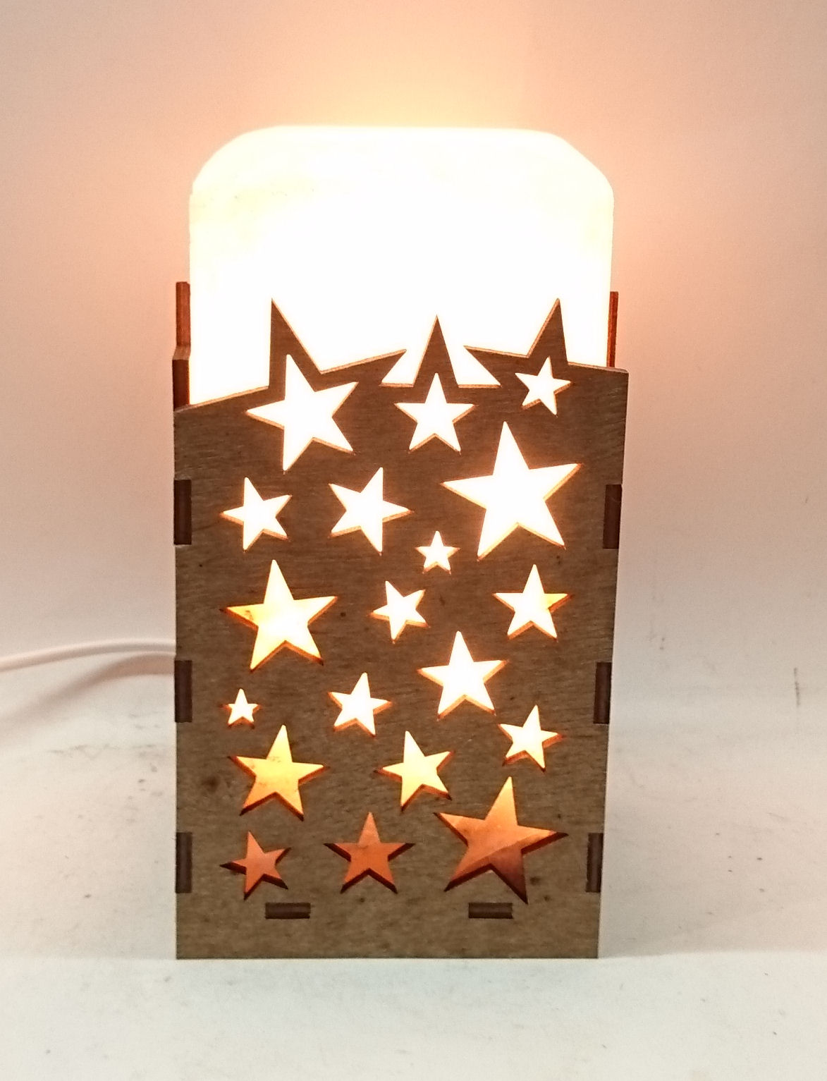 

Соляной светильник EcoDecorLamp Прямоугольник в дереве Звезды
