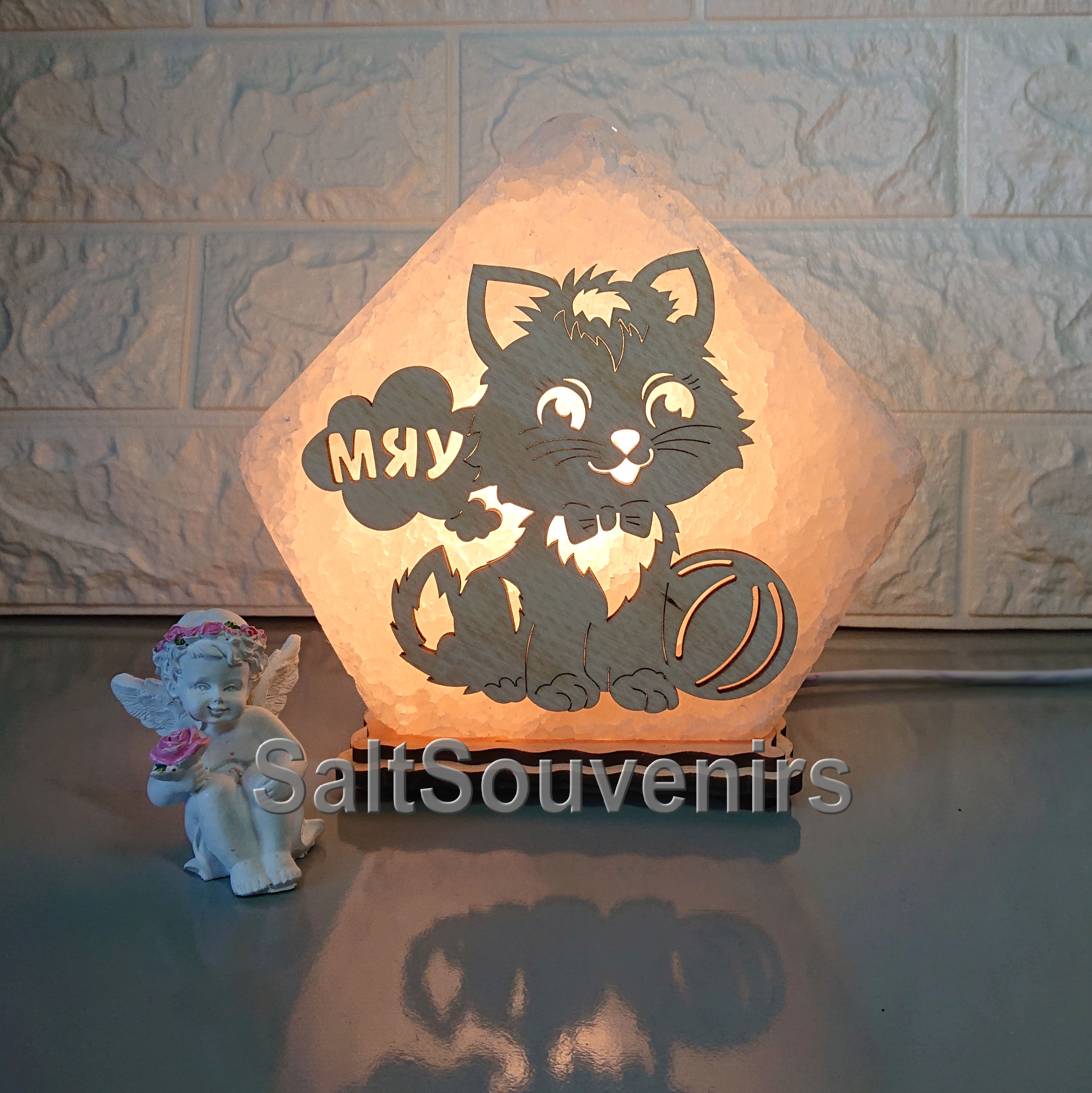 

Соляной светильник EcoDecorLamp Домик средний Котёнок