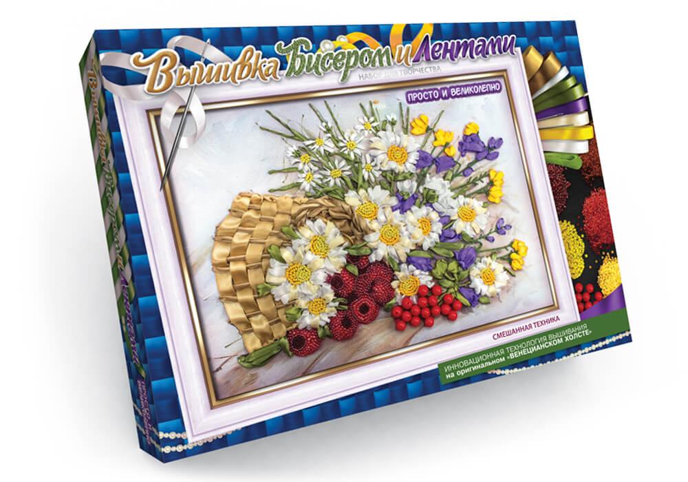 

Творческий набор Danko Toys Вышивка бисером и лентами / Полевые цветы