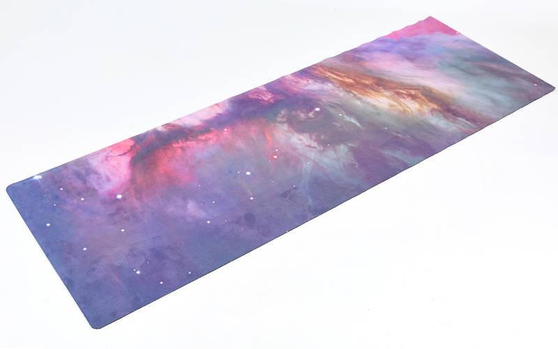 

Коврик для фитнеса и йоги замшевый каучуковый Zelart Sport 5662-37 2x-слойный 3мм фиолетовый-синий