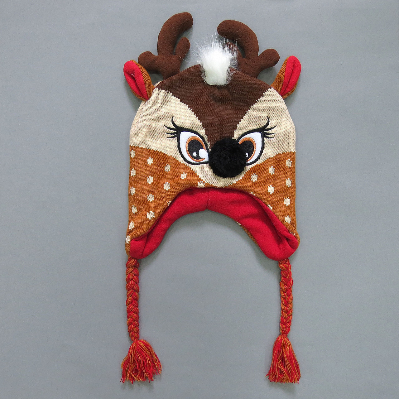 

Теплая шапка "Олень" Fashion kids для девочки 50-55 см Коричневая 15257