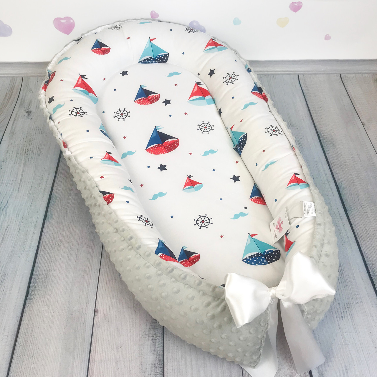 

Кокон позиционер для новорожденного Oh My Kids "Ship" со съёмным матрасом