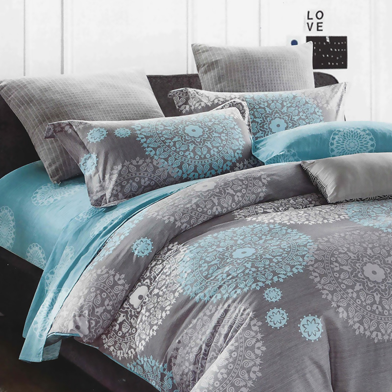 

Комплект постельного белья из сатина Lace Голубой, Серый 5058-e