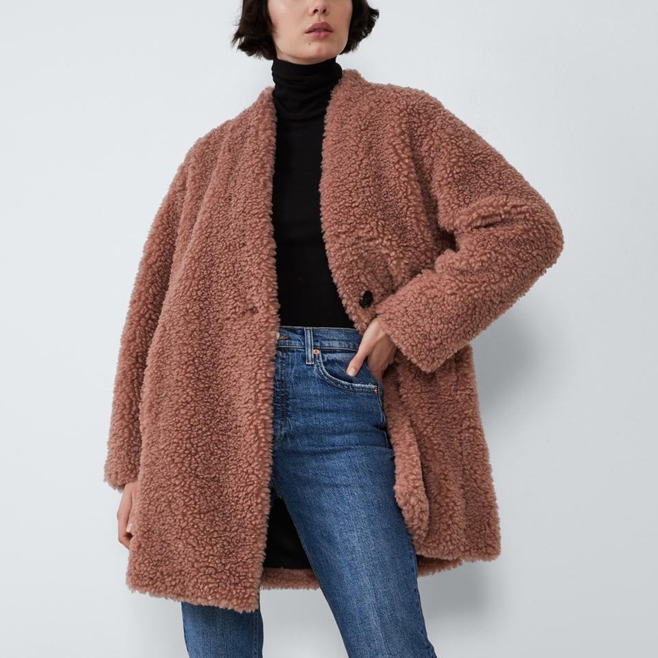 

Пальто женское из искусственного меха Peach Berni Fashion (S) Персиковый
