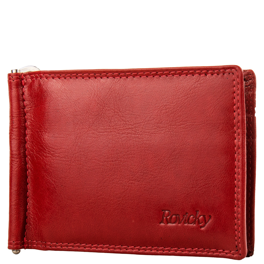 

Кожаный зажим для купюр женский Rovicky 11,5х8,5х1,5 см Красный