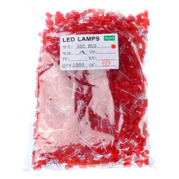 

1000x LED светодиод 3мм 1.8-2В 20мА, красный