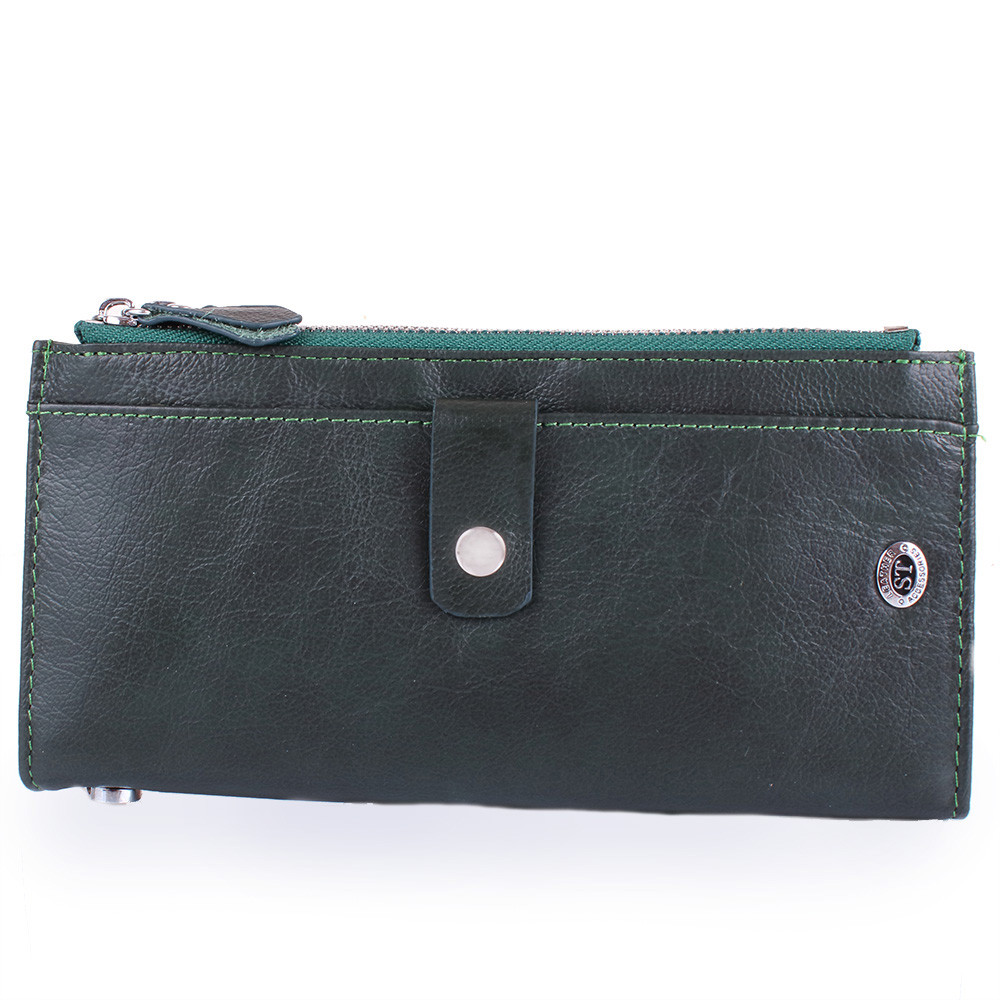 

Кожаный кошелек женский ST Leather Accessories 19х9,5х1,8 см Зеленый