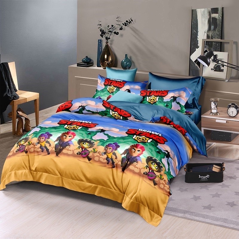 

Комплект постельного белья "Бравл Старс" CottonTwill 2-спальный 200х220 см Турецкий Ранфорс (ДР062-2-4)