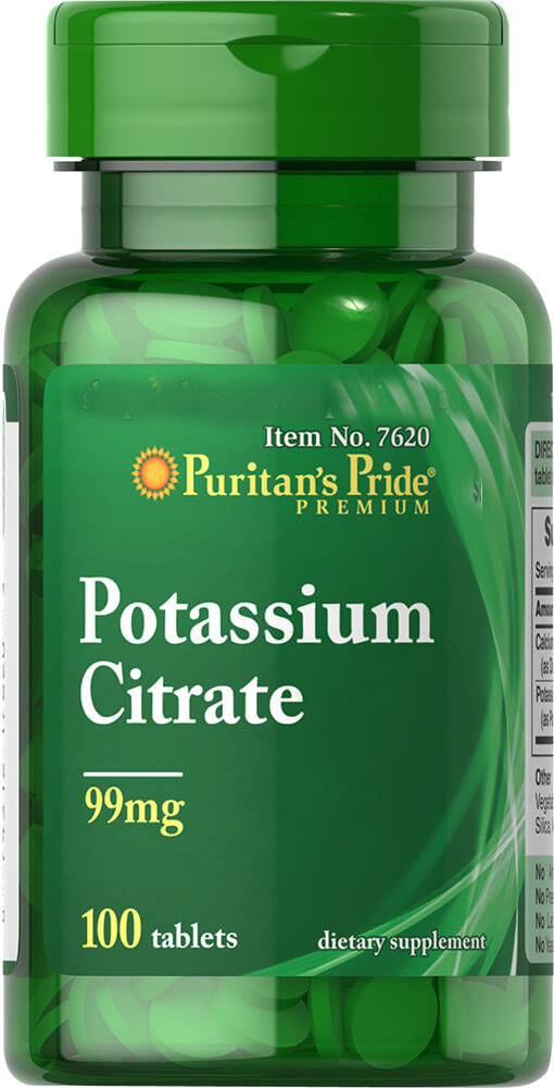 

Специальный продукт Puritan's Pride Potassium Citrate 99 mg 100 таблеток (4384301643)